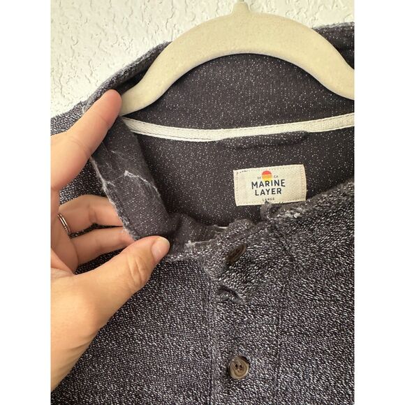 Marine Layer Clayton Henley Sweater Pullover Cotton Blend Gray Mens Large - Picture 3 of 9